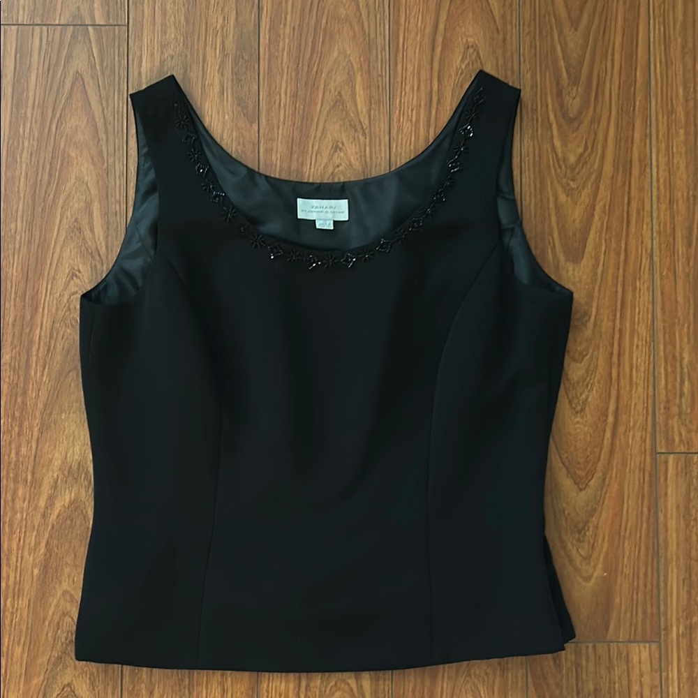 beaded black tahari top